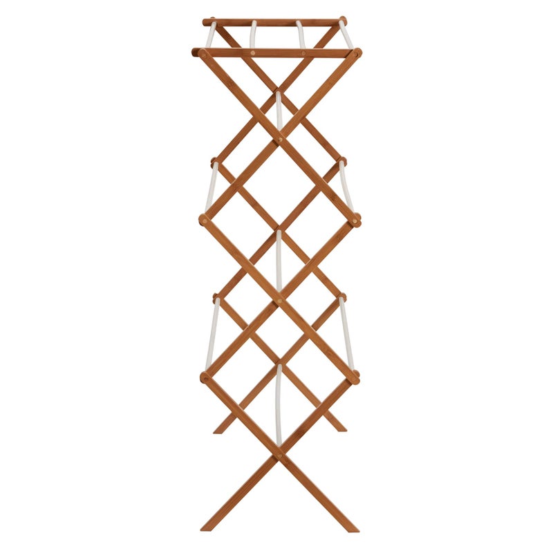 Household Essentials Bamboo Folding Clothes Drying Rack | White Finish, 11 Dowels & Flat Drying Shelf | Eco-Friendly, Collapsible Laundry Rack for Dorms, Apartments & Small Spaces | Fully Assembled - Image 4